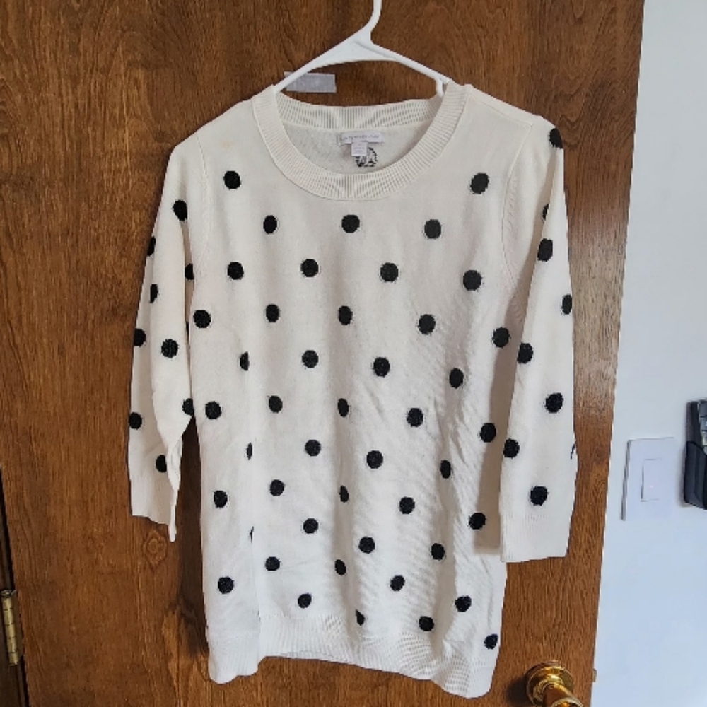 Ny&co White Polka Dot 3/4 Sweater